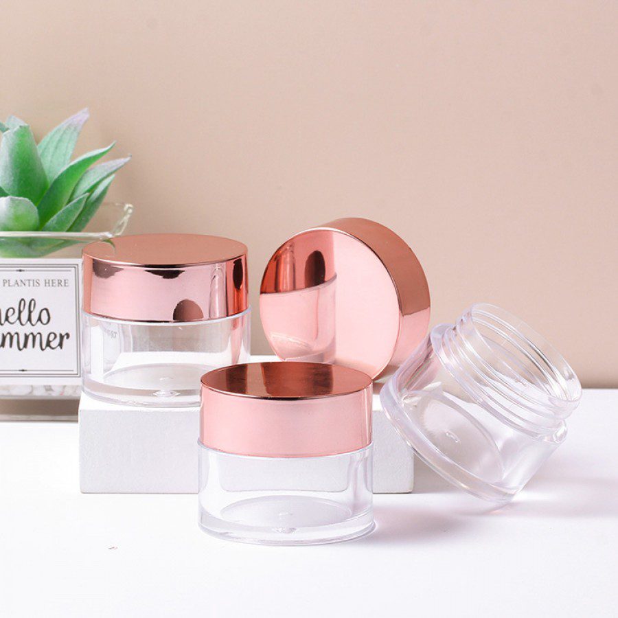 Transparent Glass Jar Pink Cap with Gasket