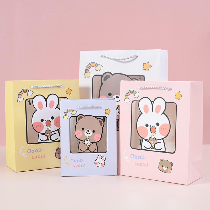 Cartoon Rabbit and Bear Paper Bag