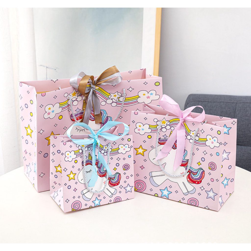 Cute Pink Unicorn Paper Bag