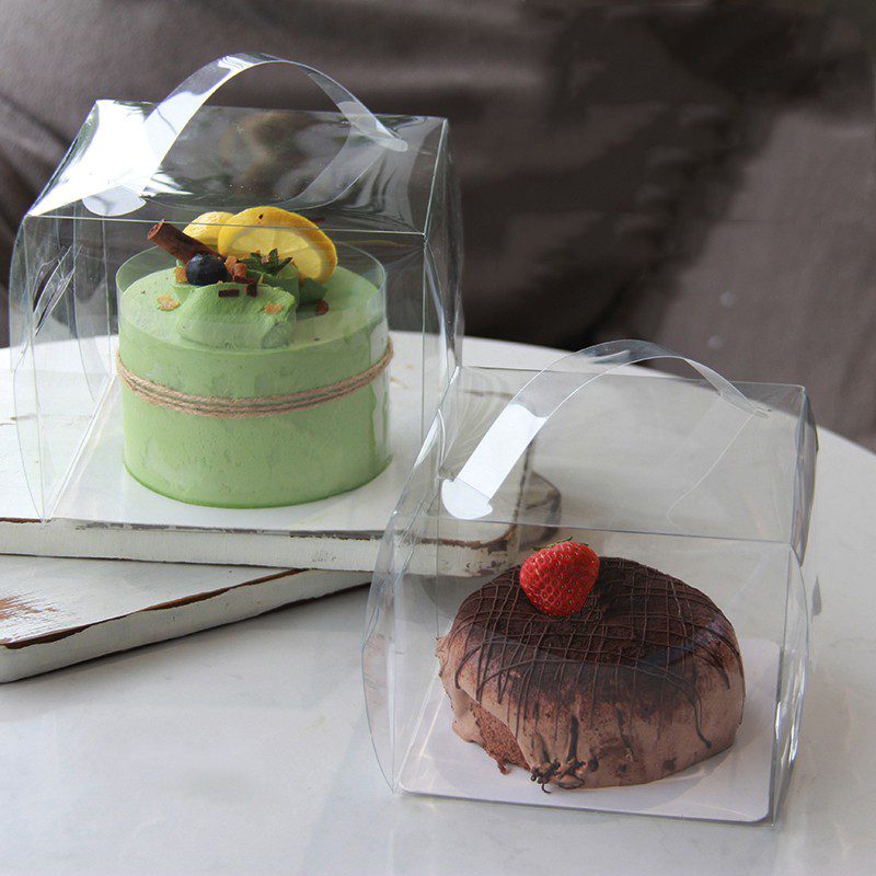 5inch 6inch 7inch Transparent Cake Box with Handle