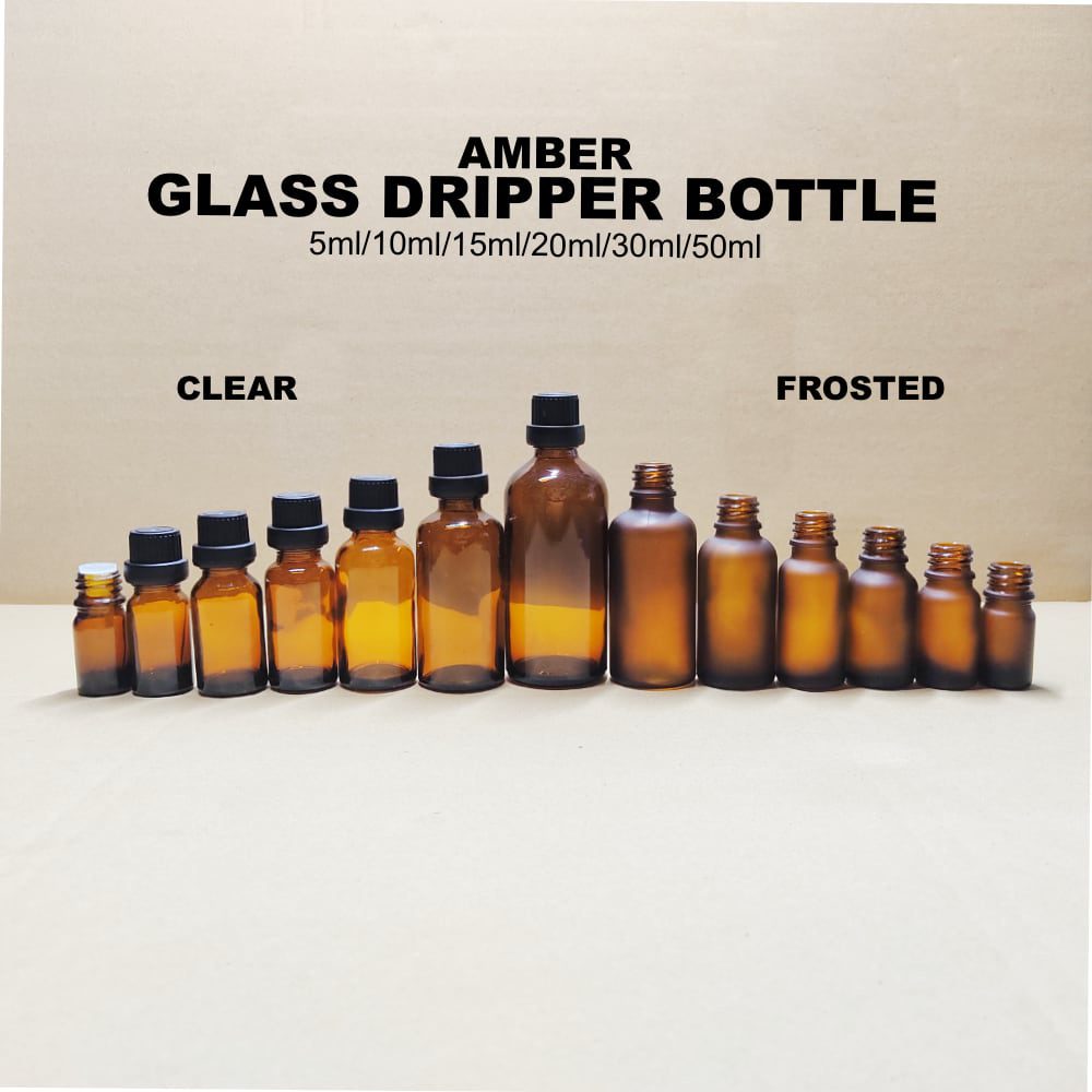 Amber Glass Frosted Dripper Bottle For Essential Oil