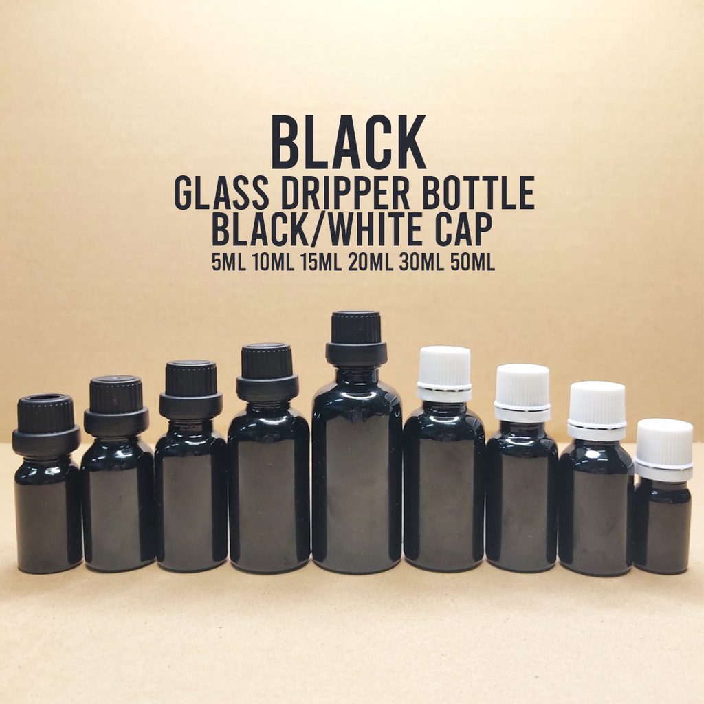Black Glass Dripper Bottle For Essential Oil
