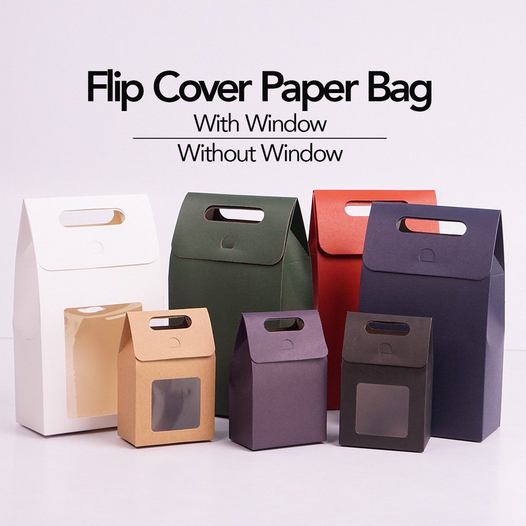 Coloured Monochrome Flip Cover Paper Bag