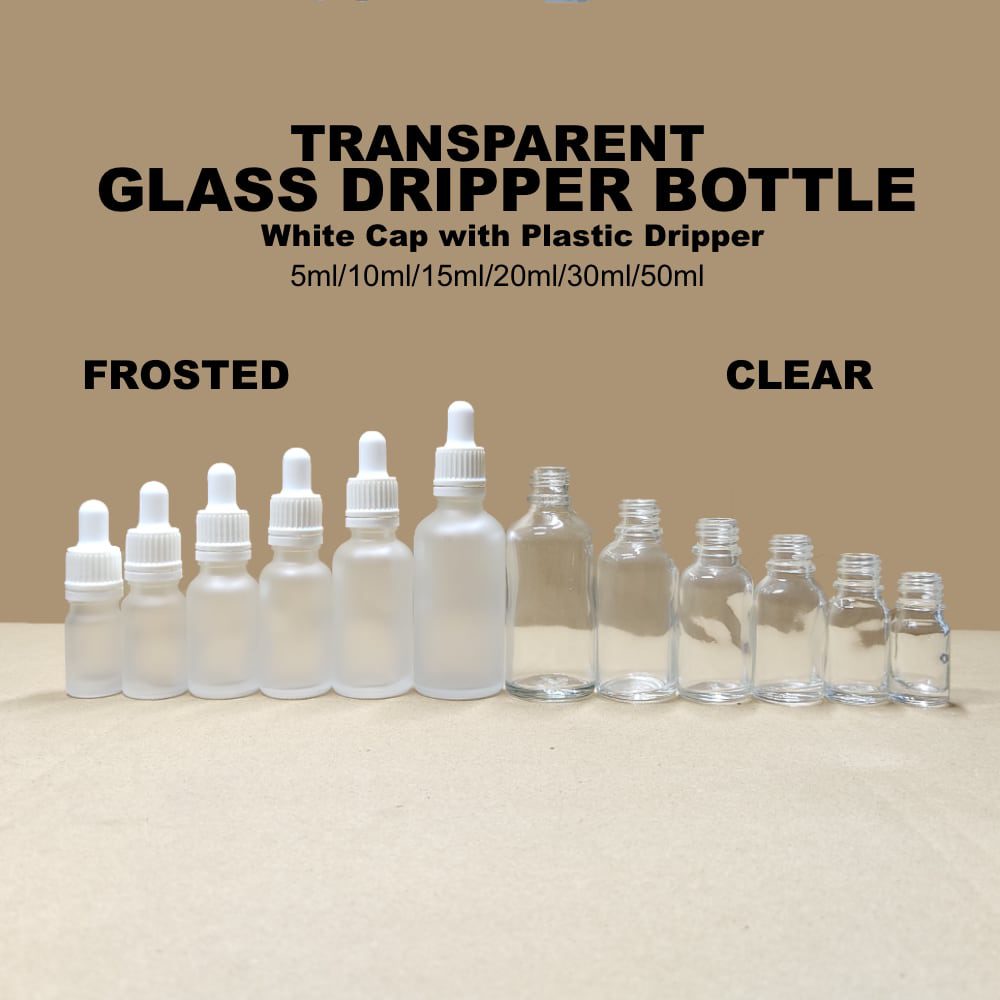 Frosted Clear Glass Dropper Serum Bottle