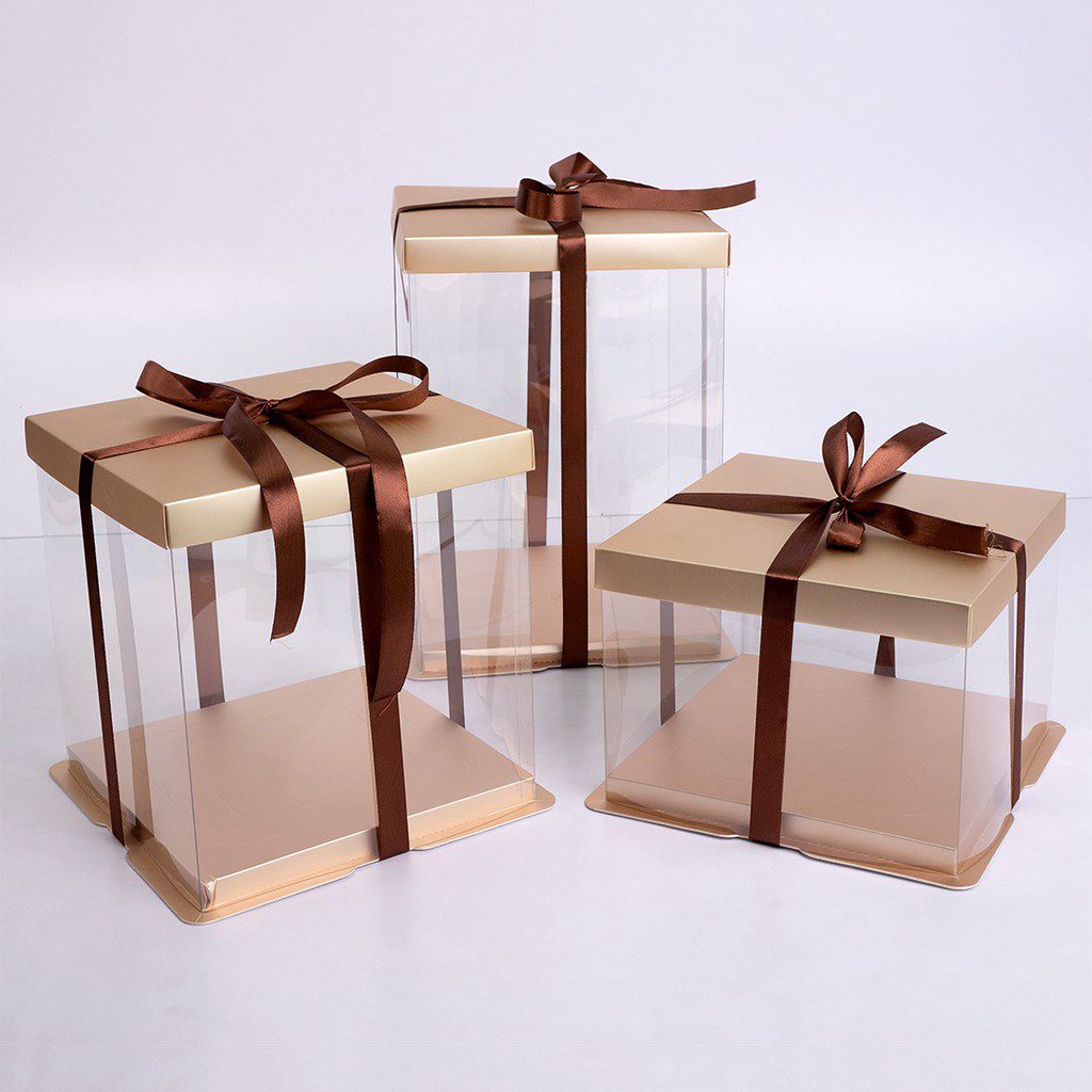 Transparent Cake Box Gold