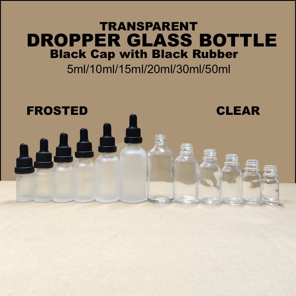Transparent FROSTED Glass Dropper Bottle For Essential Oil