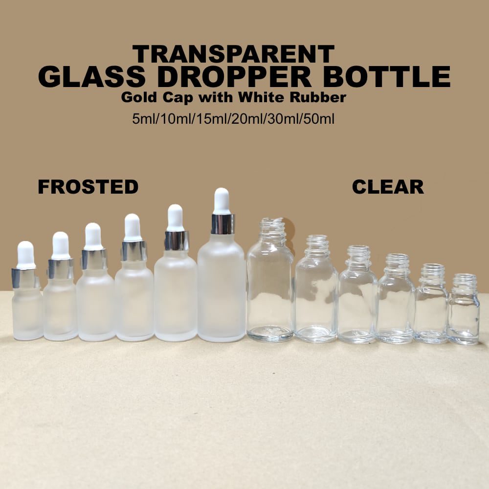 Transparent Frosted Glass Bottle Dropper for Serum Silver Cap