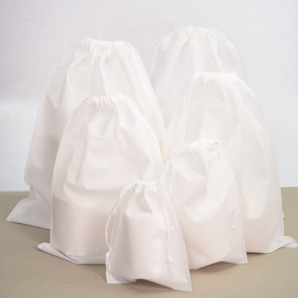 Non Woven Pastel Color Drawstring Bag - white