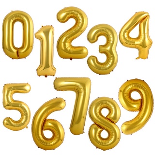 (0-9) Premium Quality 16 Inch Numbers Foil Balloon Gold
