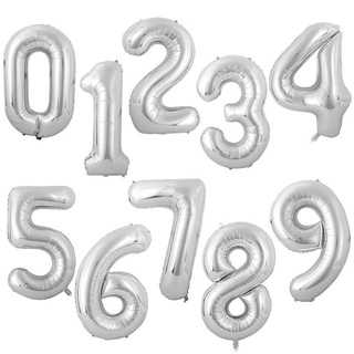 (0-9) Premium Quality 16 Inch Numbers Foil Balloon Silver