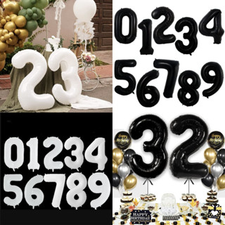 32 inch Number Foil Balloon 0-9 White