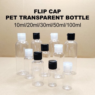 FLIP CAP Black PET Plastic Bottle Transparent