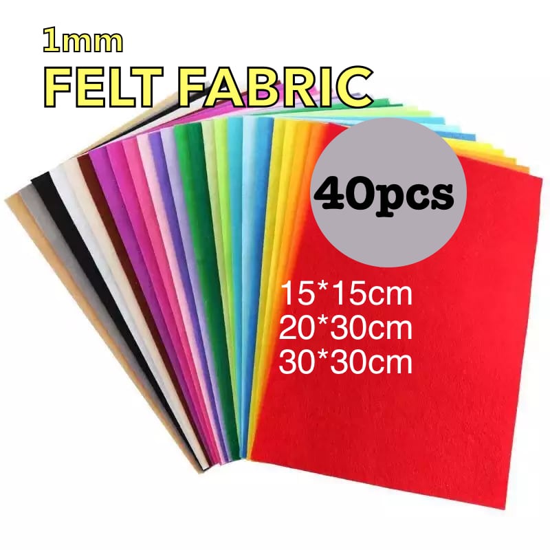 40pcs-1mm-colourful-felt-fabric-sheet-15x15cm-decopack